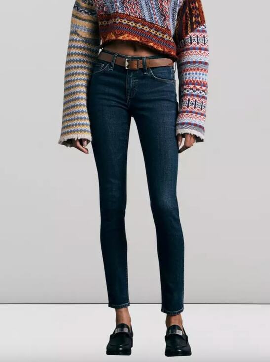 rag & bone Denim - Rag & Bone Cate Mid Rise Skinny Denim Jeans Chelsea Blue Cotton Blend Size 28